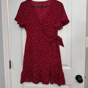 Amazon Burgundy Polka Dot Midi Dress